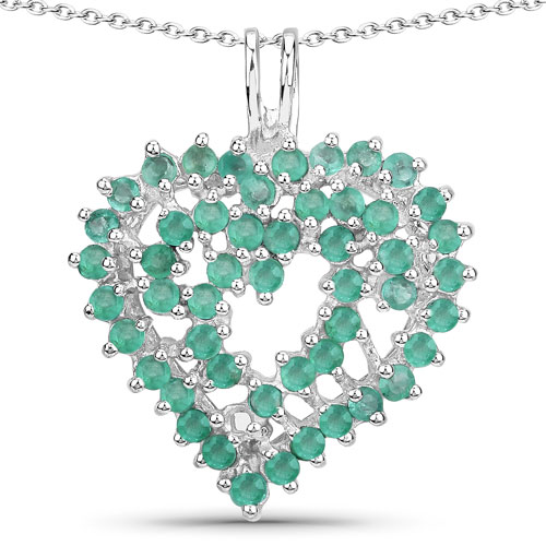 Emerald-1.53 Carat Genuine Emerald .925 Sterling Silver Pendant