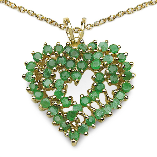 Emerald-1.53 Carat Genuine Emerald .925 Sterling Silver Pendant