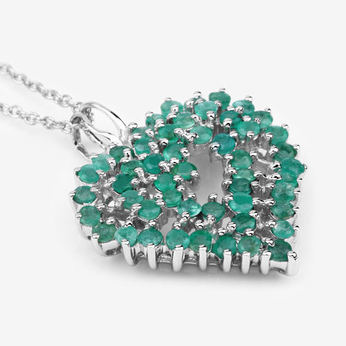 1.53 Carat Genuine Emerald .925 Sterling Silver Pendant