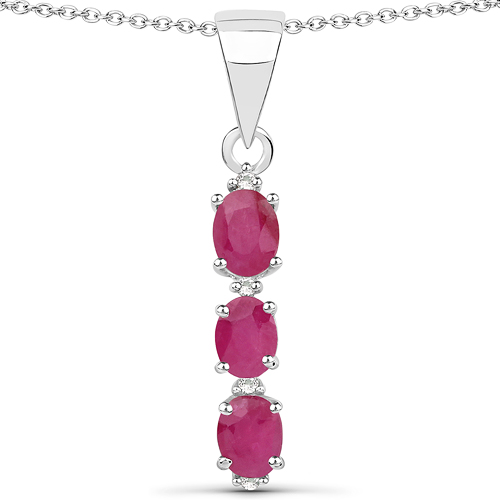 Ruby-0.68 Carat Genuine Ruby and White Topaz .925 Sterling Silver Pendant