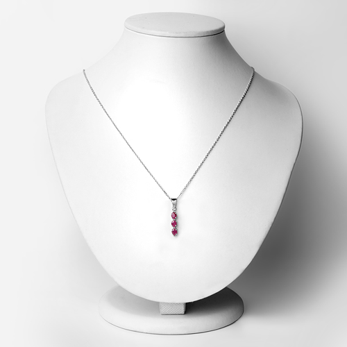 0.68 Carat Genuine Ruby and White Topaz .925 Sterling Silver Pendant