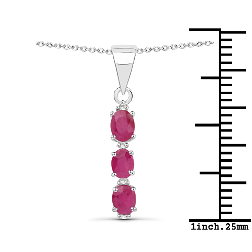 0.68 Carat Genuine Ruby and White Topaz .925 Sterling Silver Pendant