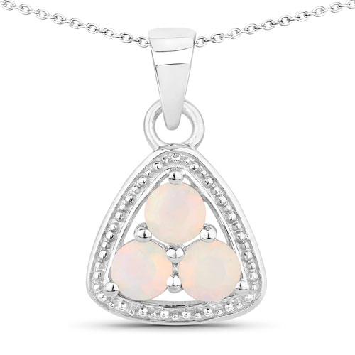Opal-0.45 Carat Genuine Ethiopian Opal .925 Sterling Silver Pendant