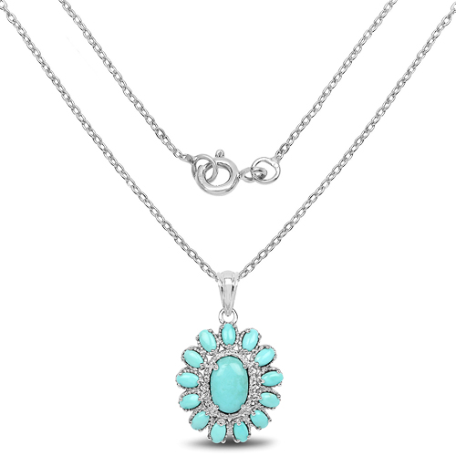 8.06 Carat Genuine Turquoise .925 Sterling Silver Pendant