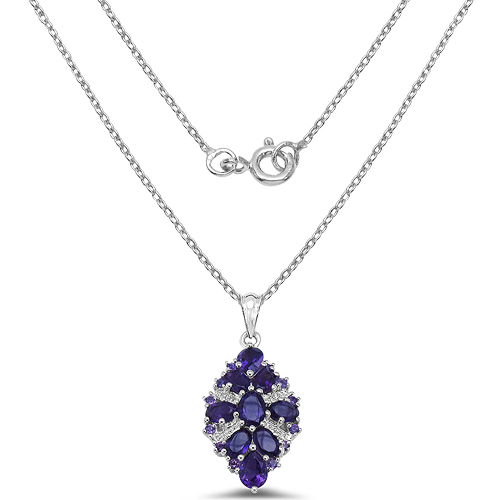 5.47 Carat Genuine Amethyst .925 Sterling Silver Pendant