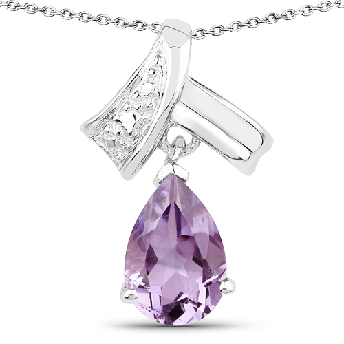 Aquamarine-1.10 Carat Genuine Aquamarine .925 Sterling Silver Pendant