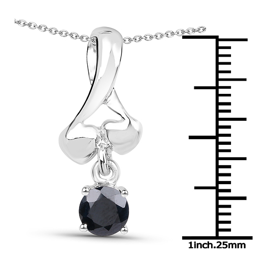 0.95 Carat Genuine Black Sapphire .925 Sterling Silver Pendant