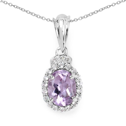 Amethyst-2.02 Carat Genuine Amethyst and White Topaz .925 Sterling Silver Pendant