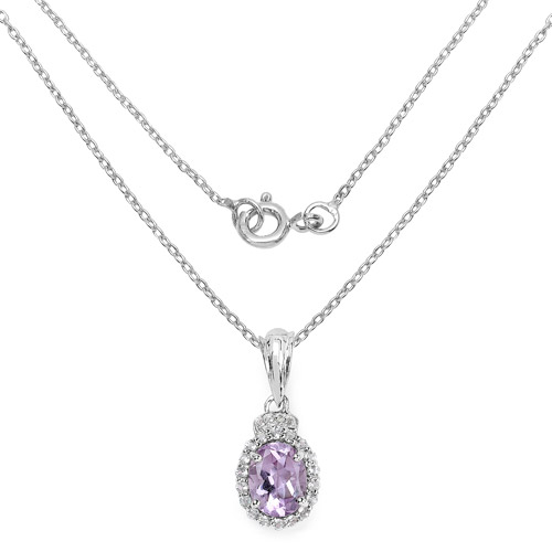 2.02 Carat Genuine Amethyst and White Topaz .925 Sterling Silver Pendant