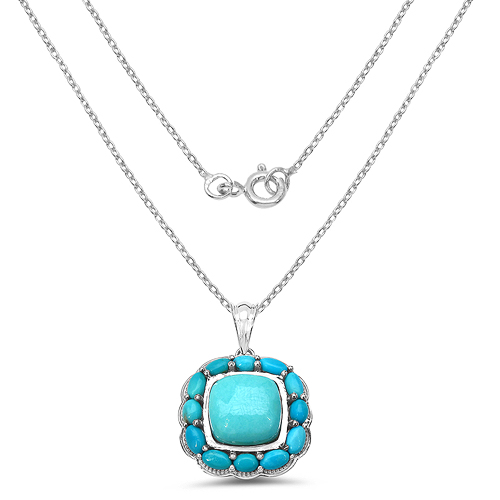 8.74 Carat Genuine Turquoise .925 Sterling Silver Pendant