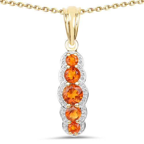 Citrine-14K Yellow Gold Plated 1.11 Carat Genuine Citrine .925 Sterling Silver Pendant