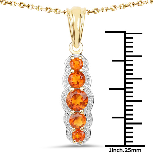 14K Yellow Gold Plated 1.11 Carat Genuine Citrine .925 Sterling Silver Pendant