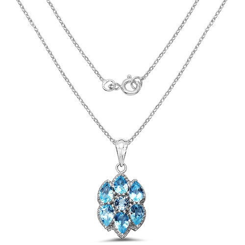 3.66 Carat Genuine Blue Topaz .925 Sterling Silver Pendant