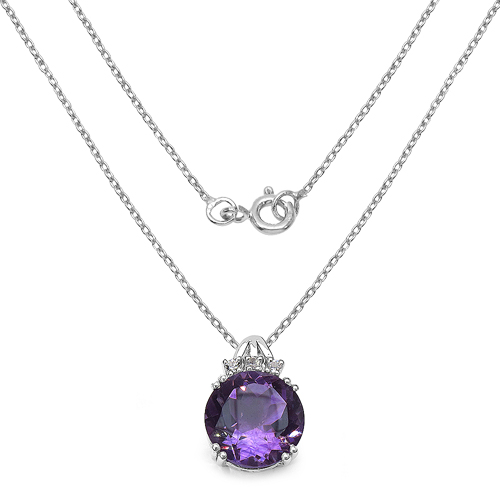 5.02 Carat Genuine Amethyst & White Topaz .925 Sterling Silver Pendant