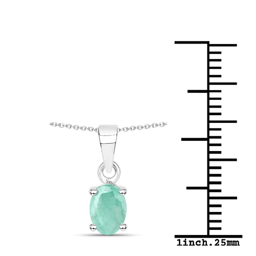 0.65 Carat Genuine Emerald .925 Sterling Silver Pendant
