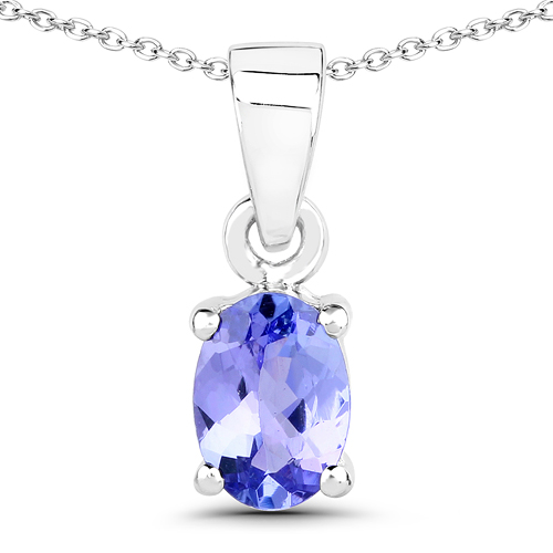 Tanzanite-0.75 Carat Genuine Tanzanite .925 Sterling Silver Pendant