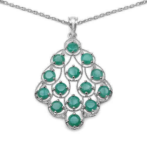 Emerald-6.02 Carat Genuine Emerald .925 Sterling Silver Pendant