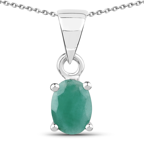 Emerald-0.65 Carat Genuine Emerald .925 Sterling Silver Pendant