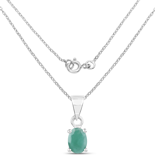 0.65 Carat Genuine Emerald .925 Sterling Silver Pendant
