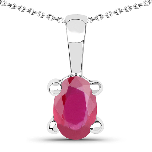 1.46 Carat Genuine Emerald, Glass Filled Ruby & Glass Filled Sapphire .925 Sterling Silver Pendant