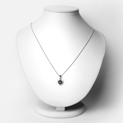 0.85 Carat Genuine Amethyst and White Topaz .925 Sterling Silver Pendant