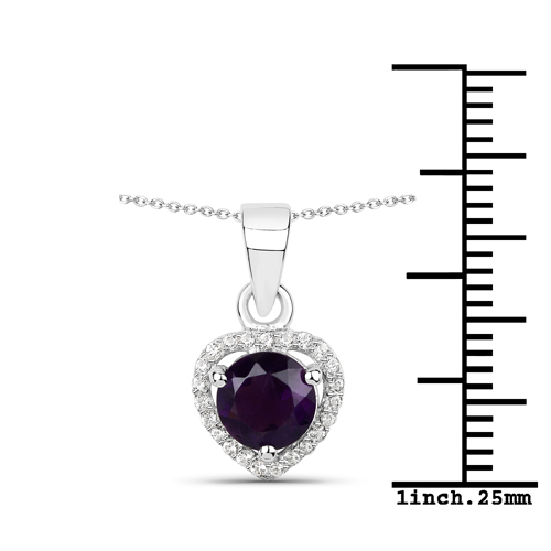 0.85 Carat Genuine Amethyst and White Topaz .925 Sterling Silver Pendant