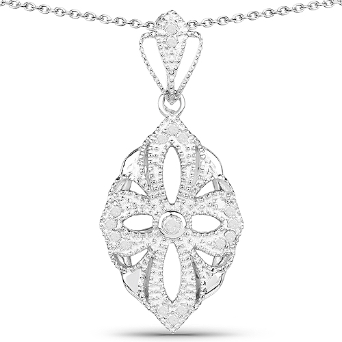Diamond-0.23 Carat Genuine White Diamond .925 Sterling Silver Pendant