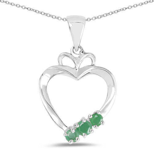 Emerald-0.21 Carat Genuine Emerald .925 Sterling Silver Pendant