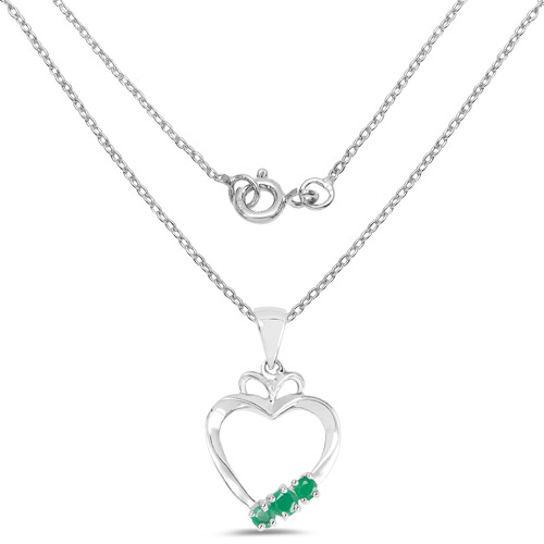 0.21 Carat Genuine Emerald .925 Sterling Silver Pendant