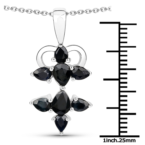 1.90 Carat Genuine Black Sapphire .925 Sterling Silver Pendant