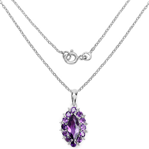 4.57 Carat Genuine Amethyst and White Topaz .925 Sterling Silver Pendant