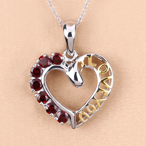 0.84 Carat Genuine Garnet .925 Sterling Silver Pendant