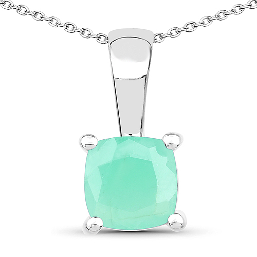 1.80 Carat Genuine Emerald, Glass Filled Ruby & Glass Filled Sapphire .925 Sterling Silver Pendant