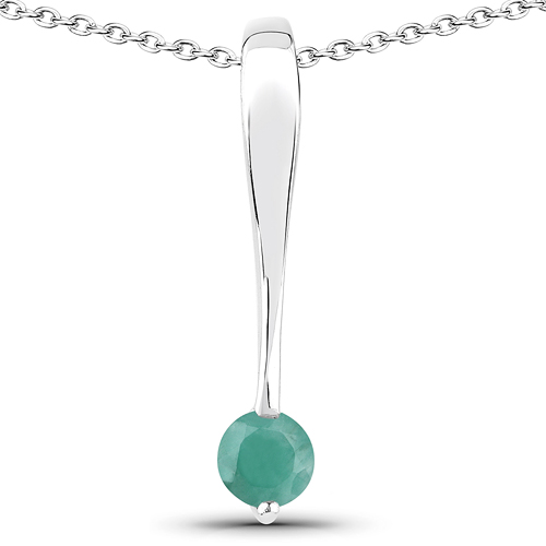 Emerald-0.43 Carat Genuine Emerald .925 Sterling Silver Pendant