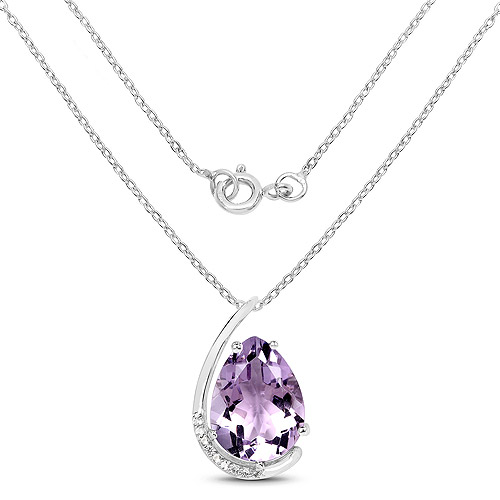 5.69 Carat Genuine Pink Amethyst and White Topaz .925 Sterling Silver Pendant