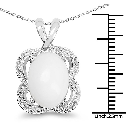 3.22 Carat Genuine Opal and White Topaz .925 Sterling Silver Pendant