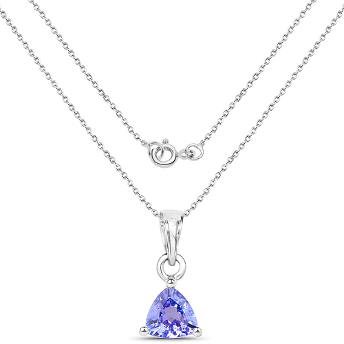 0.75 Carat Genuine Tanzanite .925 Sterling Silver Pendant