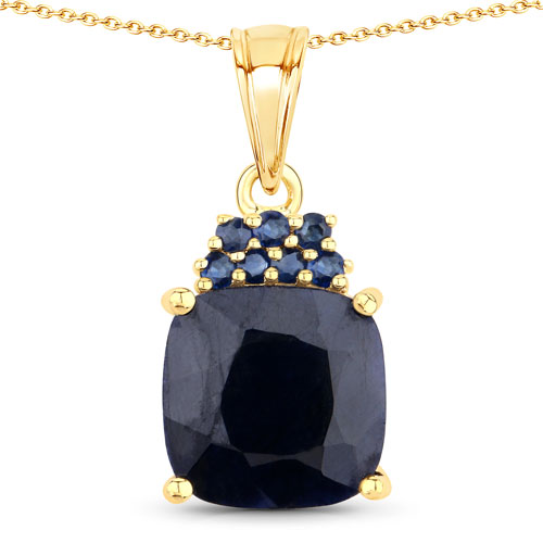 Sapphire-7.28 Carat Dyed Sapphire and Blue Sapphire .925 Sterling Silver Pendant