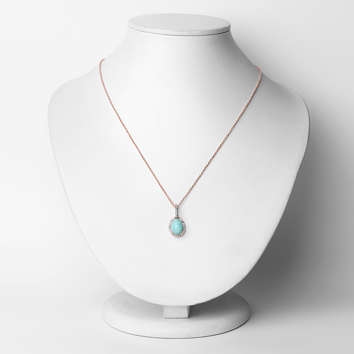 18K Rose Gold Plated 2.52 Carat Genuine Amazonite and White Topaz .925 Sterling Silver Pendant