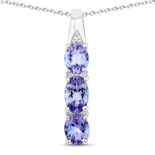 Tanzanite-1.11 Carat Genuine Tanzanite .925 Sterling Silver Pendant