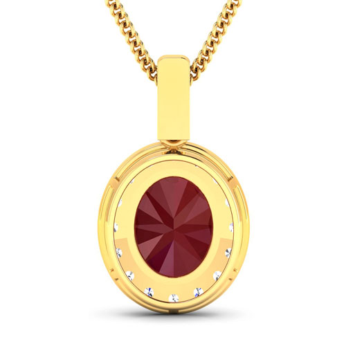 3.19 Carat Genuine Ruby and White Diamond 14K Yellow Gold Pendant