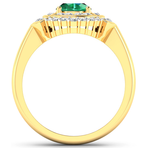 1.72 Carat Genuine Zambian Emerald and White Diamond 14K Yellow Gold Ring