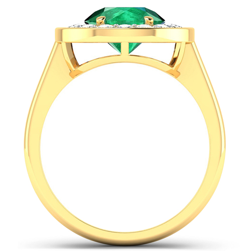 2.38 Carat Genuine Zambian Emerald and White Diamond 14K Yellow Gold Ring