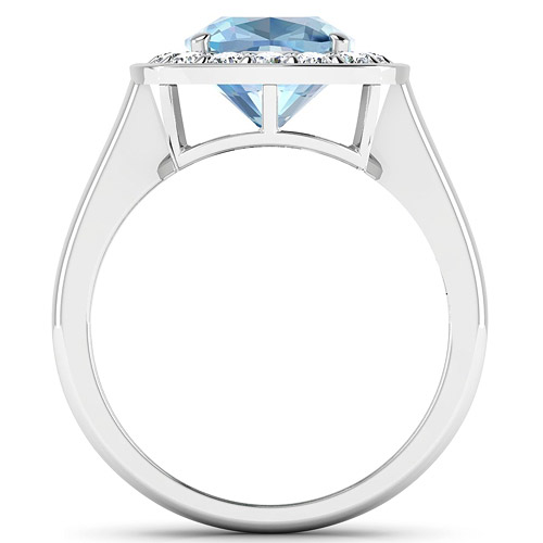 2.18 Carat Genuine Aquamarine and White Diamond 14K White Gold Ring