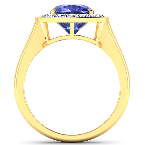 2.58 Carat Genuine Tanzanite and White Diamond 14K Yellow Gold Ring