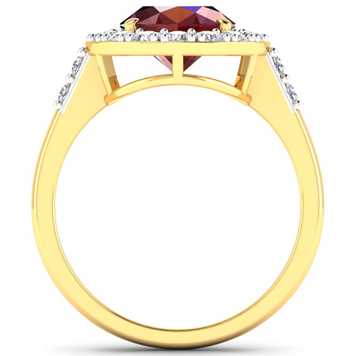 3.25 Carat Genuine Ruby and White Diamond 14K Yellow Gold Ring