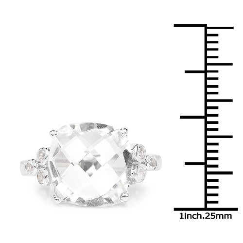 5.63 Carat Genuine Crystal Quartz & White Topaz .925 Sterling Silver Ring