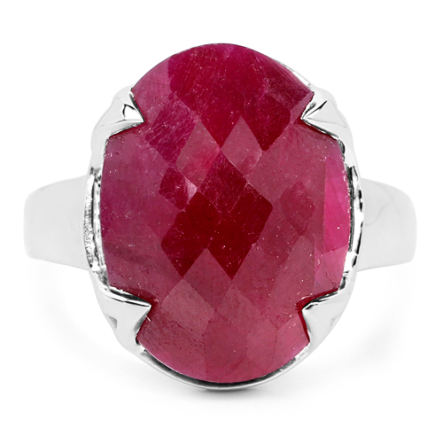 13.50 Carat Dyed Ruby .925 Sterling Silver Ring