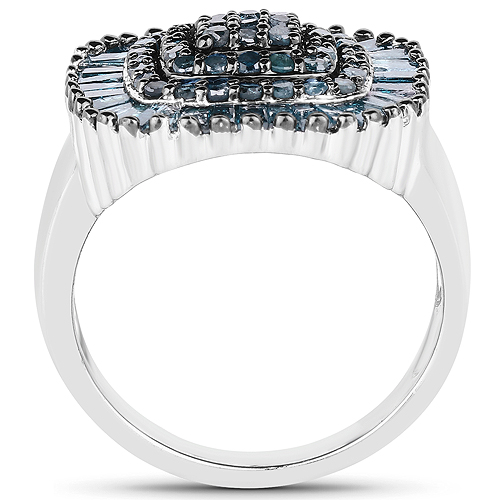 1.34 Carat Genuine Blue Diamond .925 Sterling Silver Ring