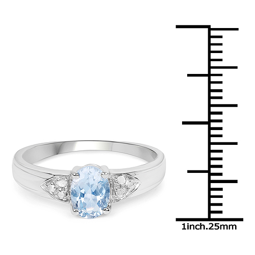 0.99 Carat Genuine Blue Topaz and White Diamond .925 Sterling Silver Ring